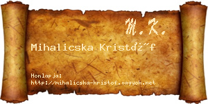 Mihalicska Kristóf névjegykártya